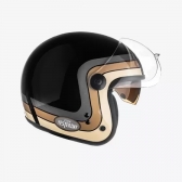 Capacete Peels Aberto Com Óculos Solar Interno Click Yesterday - Preto Brilhoso / Dourado