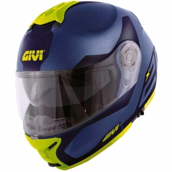 Capacete Givi Articulado Com Óculos Solar Interno X21 Spirit  - Azul Fosco/ Azul Claro/ Amarelo