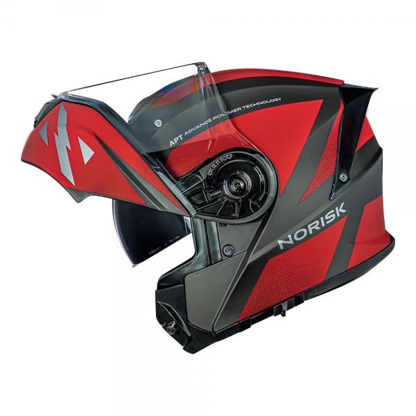 Capacete Norisk Articulado Com Óculos Solar Interno Motion Defender -  Vermelho Fosco / Cinza Titanium