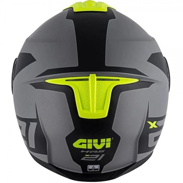 Capacete Givi Articulado Com Óculos Solar Interno X21 Spirit   - Cinza Fosco/ Preto/ Amarelo