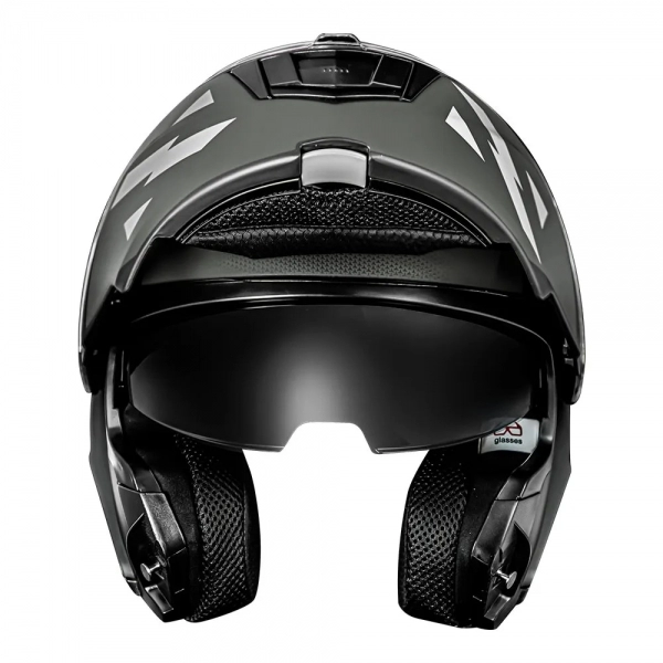 Capacete Norisk Articulado Com Óculos Solar Interno Motion Defender - Preto Fosco / Cinza Titanium