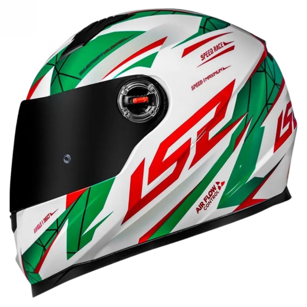 Capacete Ls2 Fechado  Classic Draze -  Branco / Verde / Vermelho