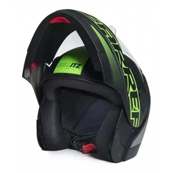 Capacete Taurus Articulado Zarref Neon - Preto Fosco/ Verde