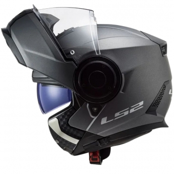 Capacete Ls2 Articulado Com Óculos Solar Interno Scope Monocolor - Cinza Fosco Titanium