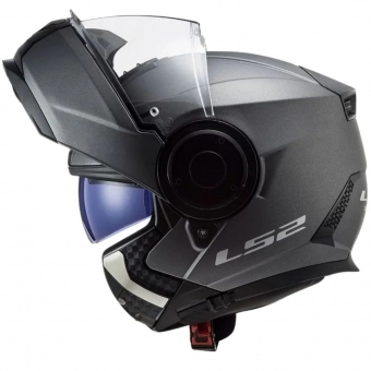 Capacete Ls2 Articulado Com Óculos Solar Interno Scope Monocolor - Cinza Fosco Titanium