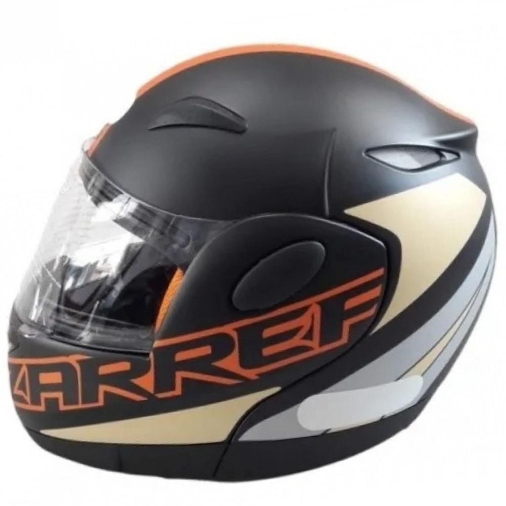 Capacete Taurus Articulado Zarref New Neon – Preto Fosco / Laranja