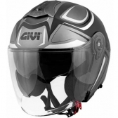 Capacete Givi Aberto Com Óculos Solar Interno X22 Planet Hyper - Preto Fosco/Cinza/Prata