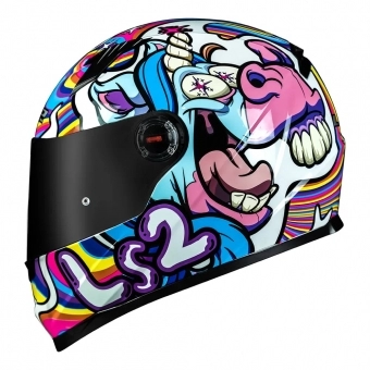 Capacete Ls2 Fechado  Classic Bubble - Branco / Azul