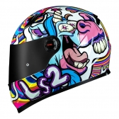 Capacete Ls2 Fechado  Classic Bubble - Branco / Azul