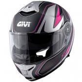 Capacete Givi Articulado Com Óculos Solar Interno X21 Shiver - TITANIUM / PRATA / ROSA FOSCO