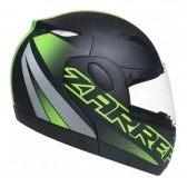 Capacete Taurus Articulado Zarref Neon - Preto Fosco/ Verde