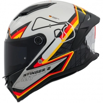 Capacete Mt Fechado Capacete Mt Stinger 2 Grand Prix C1 Alemanha -  Branco /  Vermelho / Preto
