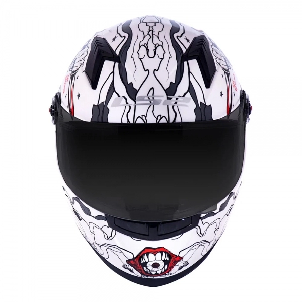 Capacete Ls2 Fechado  Classic Crazy Clown - Branco