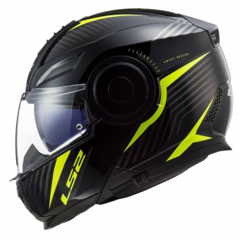Capacete Ls2 Articulado Com Óculos Solar Interno Scope Skid -  Preto  / Amarelo