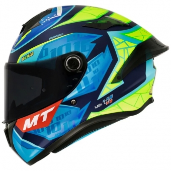 Capacete Mt Fechado Targo S Diogo Moreira C7  - Azul / Verde