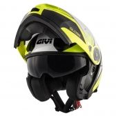 Capacete Articulado Givi X21 Globe Escamoteavel Robocop C/ Óculos - PRETO/ AMARELO FLUOR/ PRATA