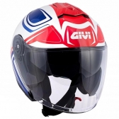 Capacete Givi Aberto Com Óculos Solar Interno X22 Planet Hyper - Branco/Azul/Vermelho