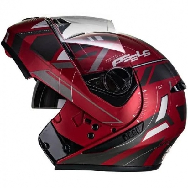 Capacete Peels Articulado Com Óculos Solar Interno Urban U-Rb2 Dynamic – Vermelho Fosco / Grafite