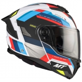Capacete Mt Atom 2 Articulado Com Óculos Solar Interno Bast A0 Perolizado Branco / Azul / Vermelho