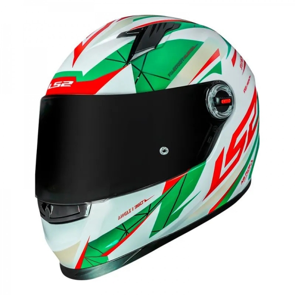 Capacete Ls2 Fechado  Classic Draze -  Branco / Verde / Vermelho