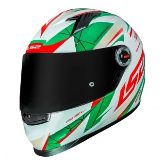 Capacete Ls2 Fechado  Classic Draze -  Branco / Verde / Vermelho