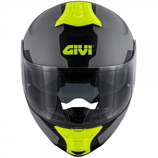 Capacete Givi Articulado Com Óculos Solar Interno X21 Spirit   - Cinza Fosco/ Preto/ Amarelo