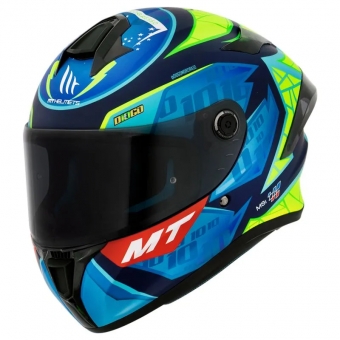 Capacete Mt Fechado Targo S Diogo Moreira C7  - Azul / Verde