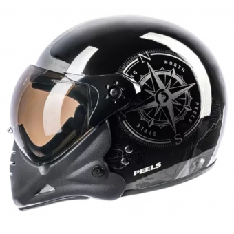 Capacete Peels Aberto F-21 North Queixeira Modular – Preto Brilhoso / Grafite