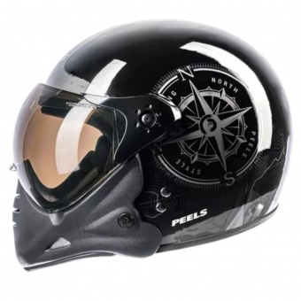 Capacete Peels Aberto F-21 North Queixeira Modular – Preto Brilhoso / Grafite