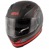 Capacete Givi Fechado Com Óculos Solar Interno 50.5 Lightning  - Preto/Cinza/Vermelho