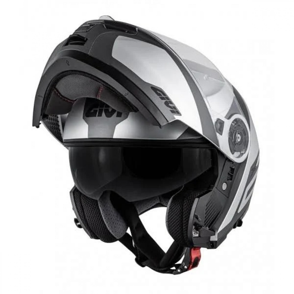 Capacete Givi Articulado Com Óculos Solar Interno X21 Spirit - Prata Fosco/ Titanium / Preto