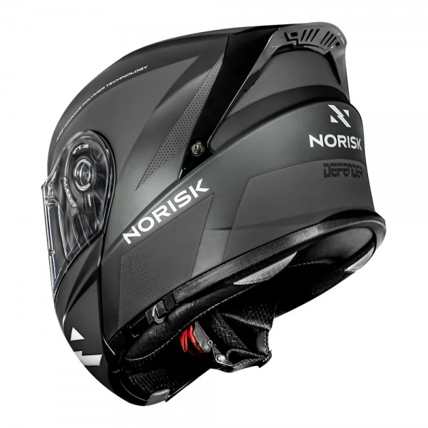 Capacete Norisk Articulado Com Óculos Solar Interno Motion Defender - Preto Fosco / Cinza Titanium