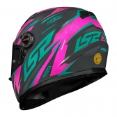 Capacete Ls2 Fechado  Classic Draze -  Cinza / Verde / Rosa