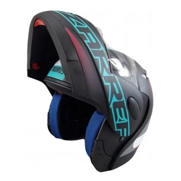 Capacete Taurus Articulado Zarref New Neon – Preto Fosco / Azul / Magenta