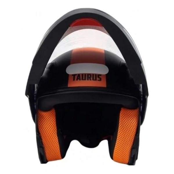 Capacete Taurus Articulado Zarref New Neon – Preto Fosco / Laranja