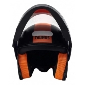 Capacete Taurus Articulado Zarref New Neon – Preto Fosco / Laranja