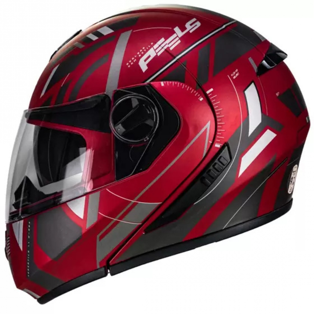 Capacete Peels Articulado Com Óculos Solar Interno Urban U-Rb2 Dynamic – Vermelho Fosco / Grafite