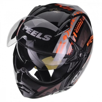 Capacete Peels Aberto Com óculos Solar Interno Mirage Nazka - Preto Brilhoso / Camaleão