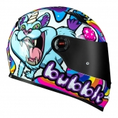 Capacete Ls2 Fechado  Classic Bubble - Branco / Azul