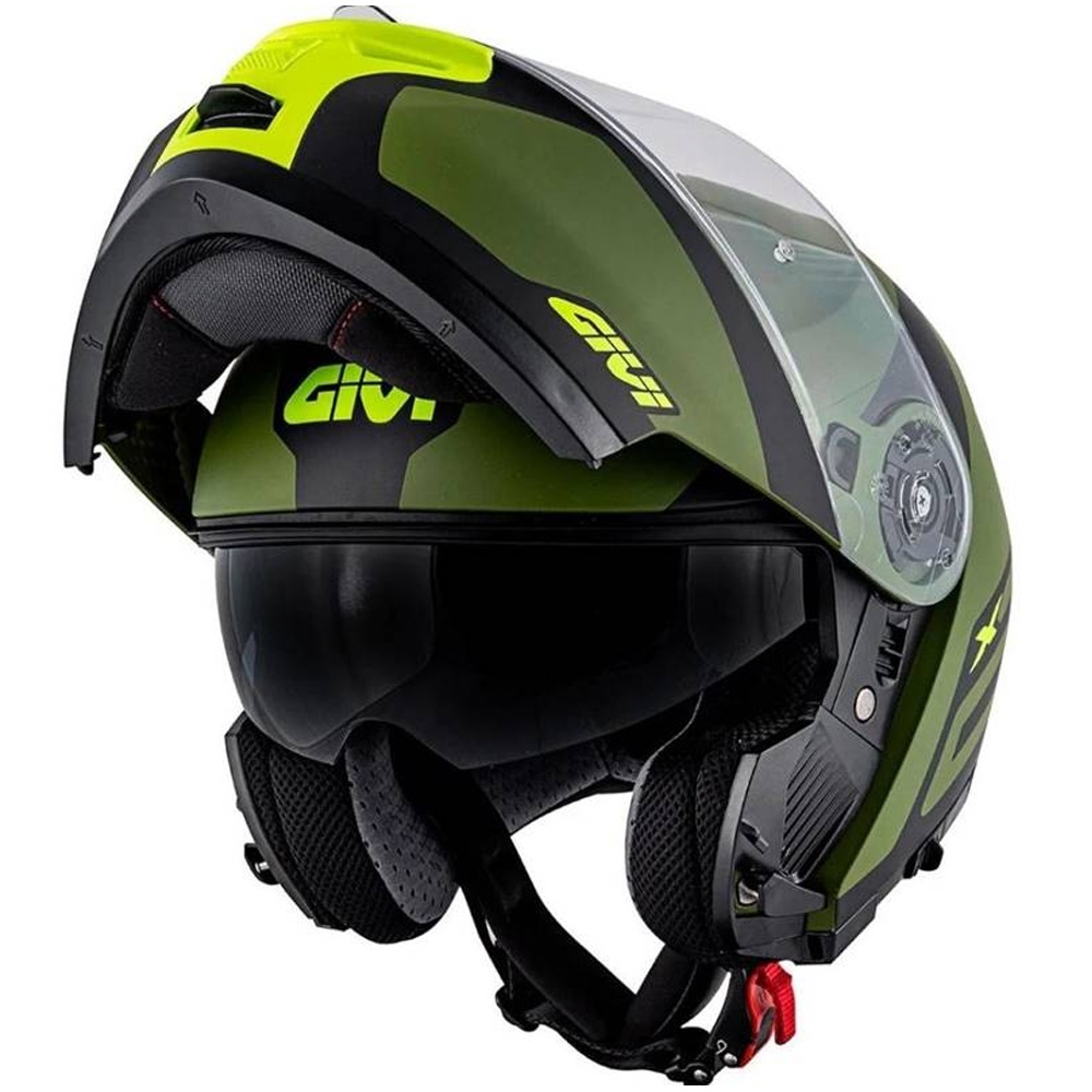 Capacete Givi Articulado Com Óculos Solar Interno X21 Spirit  - Verde Fosco(Militar)/ Preto/ Amarelo