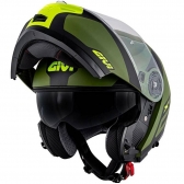 Capacete Givi Articulado Com Óculos Solar Interno X21 Spirit  - Verde Fosco(Militar)/ Preto/ Amarelo