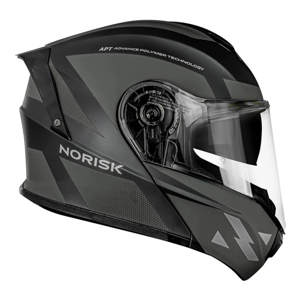 Capacete Norisk Articulado Com Óculos Solar Interno Motion Defender - Preto Fosco / Cinza Titanium