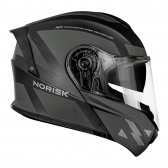Capacete Norisk Articulado Com Óculos Solar Interno Motion Defender - Preto Fosco / Cinza Titanium