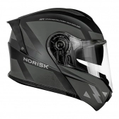 Capacete Norisk Articulado Com Óculos Solar Interno Motion Defender - Preto Fosco / Cinza Titanium
