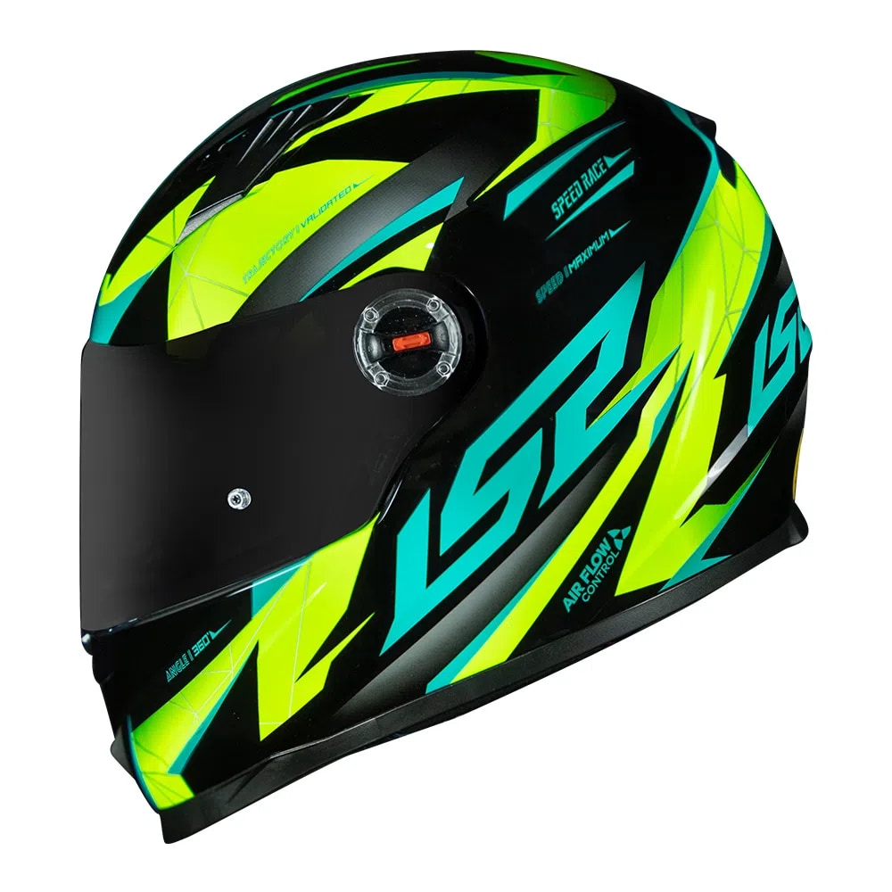 Capacete Ls2 Fechado  Classic Draze -  Preto / Amarelo / Verde