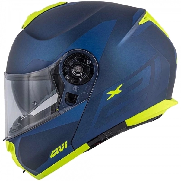 Capacete Givi Articulado Com Óculos Solar Interno X21 Spirit  - Azul Fosco/ Azul Claro/ Amarelo