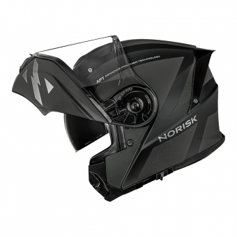 Capacete Norisk Articulado Com Óculos Solar Interno Motion Defender - Preto Fosco / Cinza Titanium