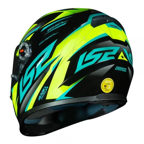 Capacete Ls2 Fechado  Classic Draze -  Preto / Amarelo / Verde