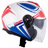 Capacete Givi Aberto Com Óculos Solar Interno X22 Planet Hyper - Branco/Azul/Vermelho