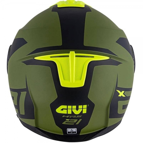 Capacete Givi Articulado Com Óculos Solar Interno X21 Spirit  - Verde Fosco(Militar)/ Preto/ Amarelo